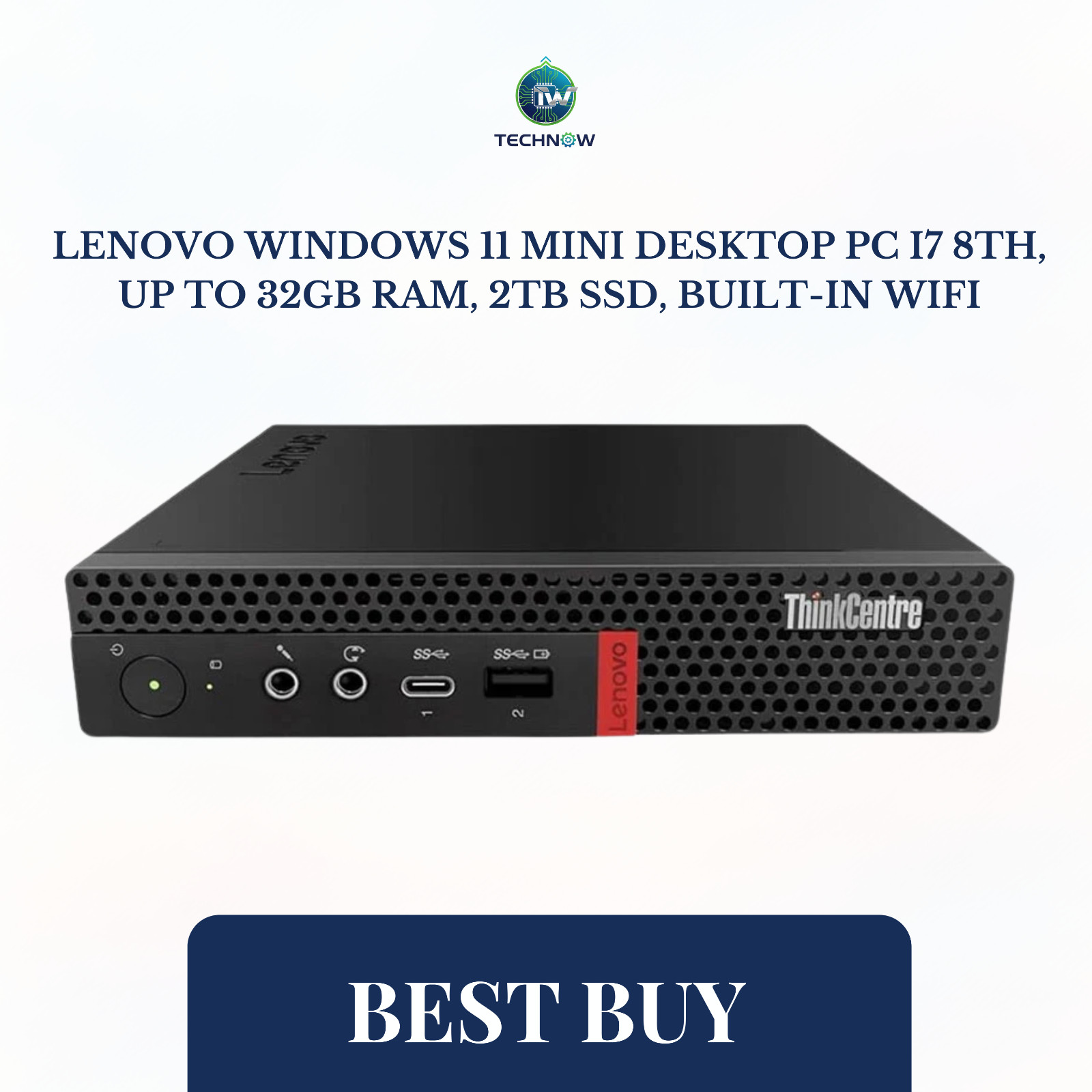 Lenovo Windows 11 Mini Desktop PC i7 8th, up to 32GB RAM, 2TB SSD, Built-In WiFi