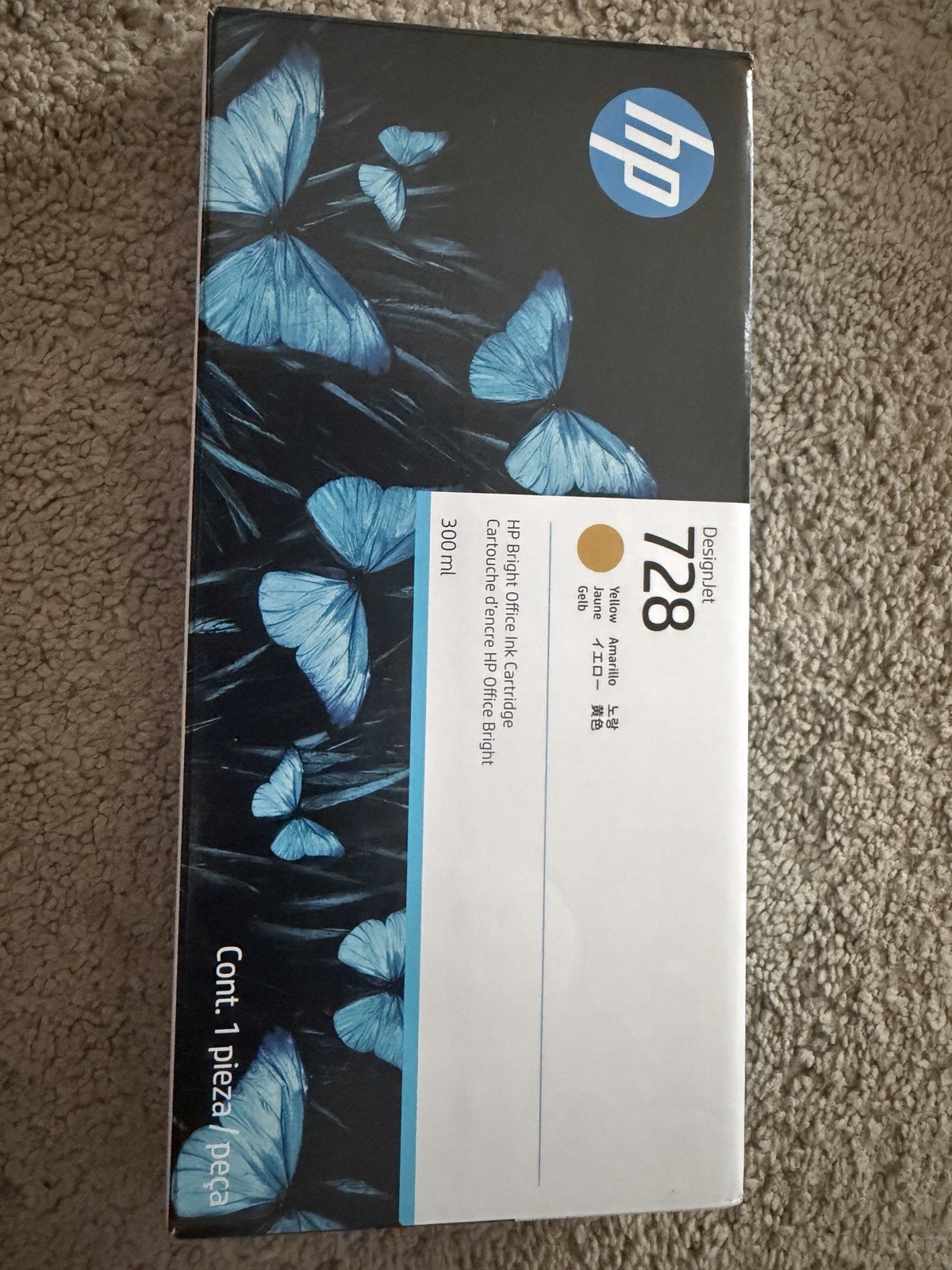 Genuine HP 728 Yellow 300 ml DesignJet Ink Cartridge (F9K15A)