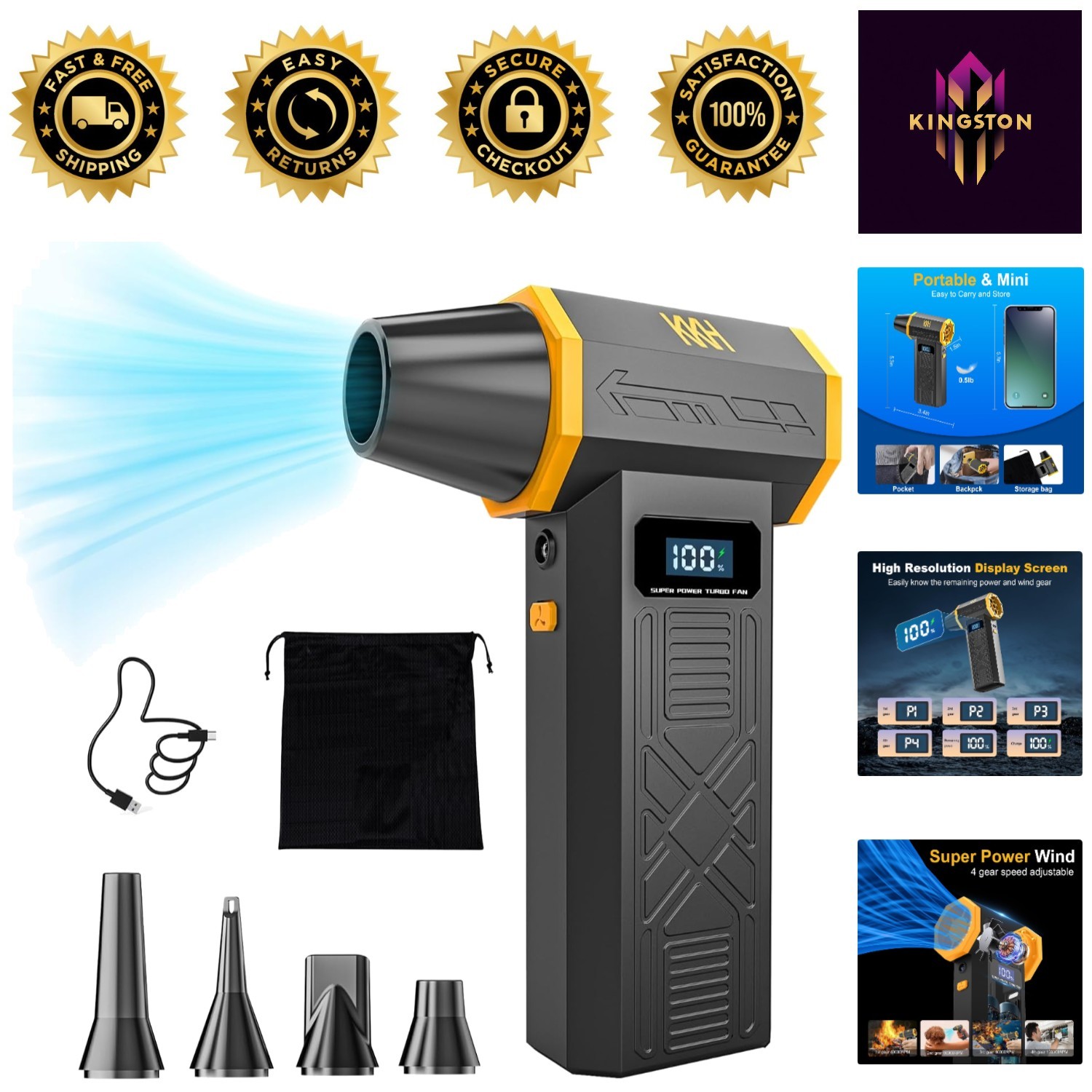 Lightweight Mini Air Duster with 120,000RPM & Eco-Friendly Rechargeable Design