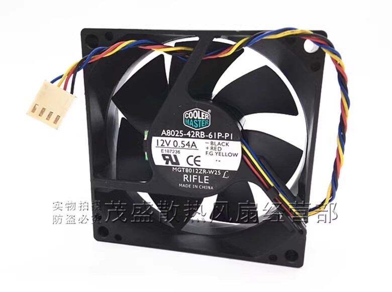 Cooler Master A8025-42RB-61P-P1 8025 DC12V 0.54A 8CM 4-Wire PWM Temperature Cont