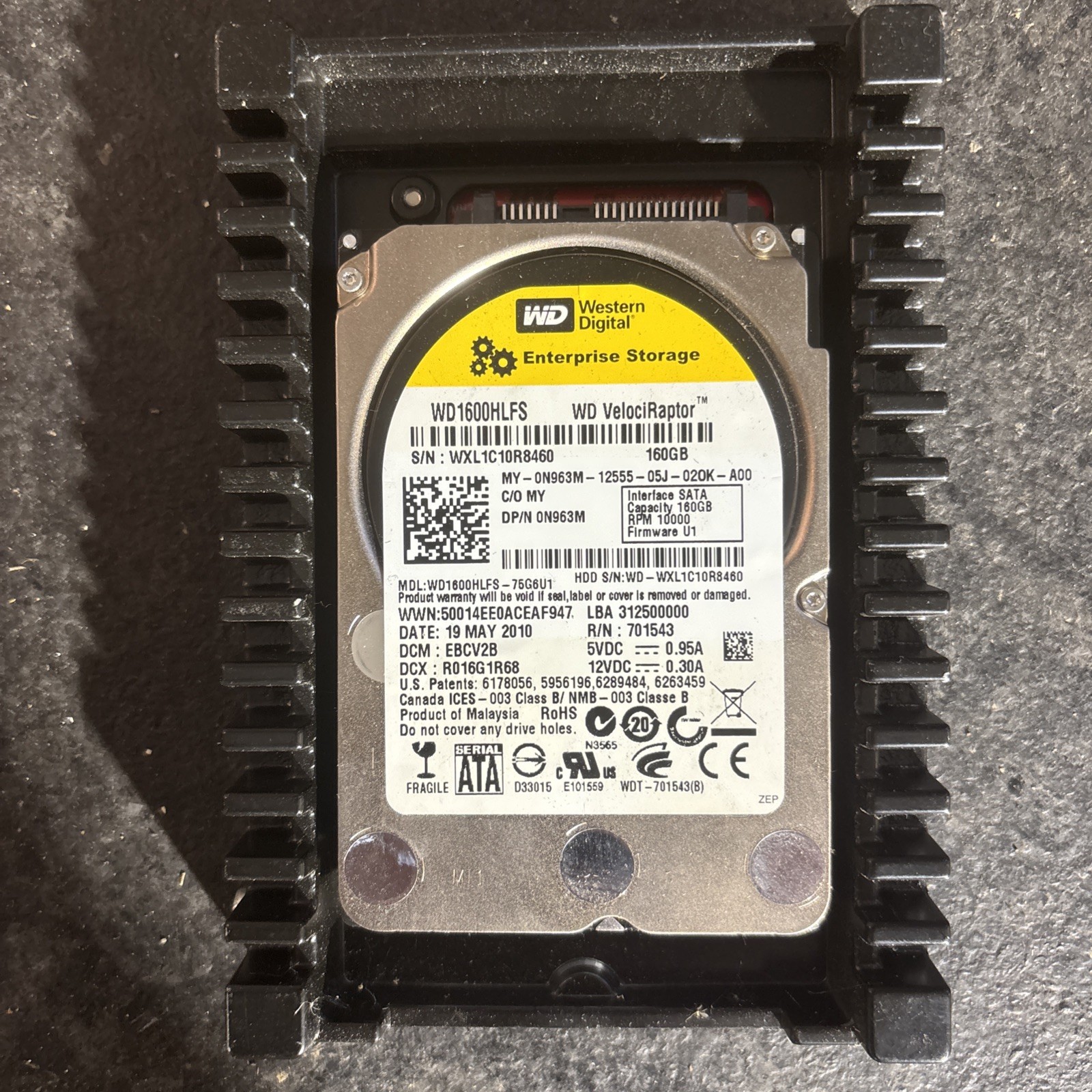 Western Digital Dell WD1600HLFS-75G6U1 0N963M WD1600HLFS VelociRaptor 160GB