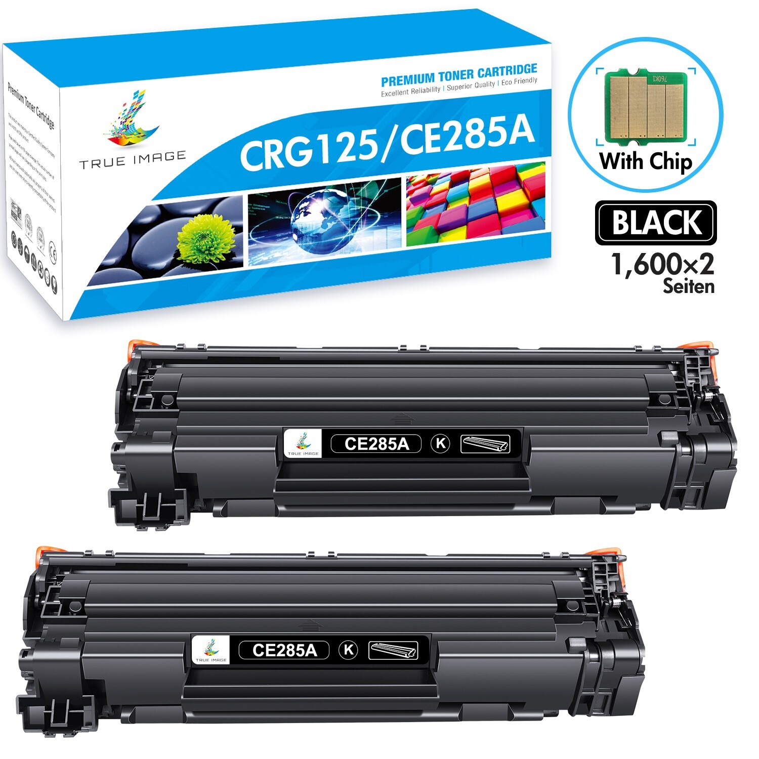 2 PK CRG125 For Canon 125 Toner Cartridge 125 ImageClass MF3010 LBP6030w Printer