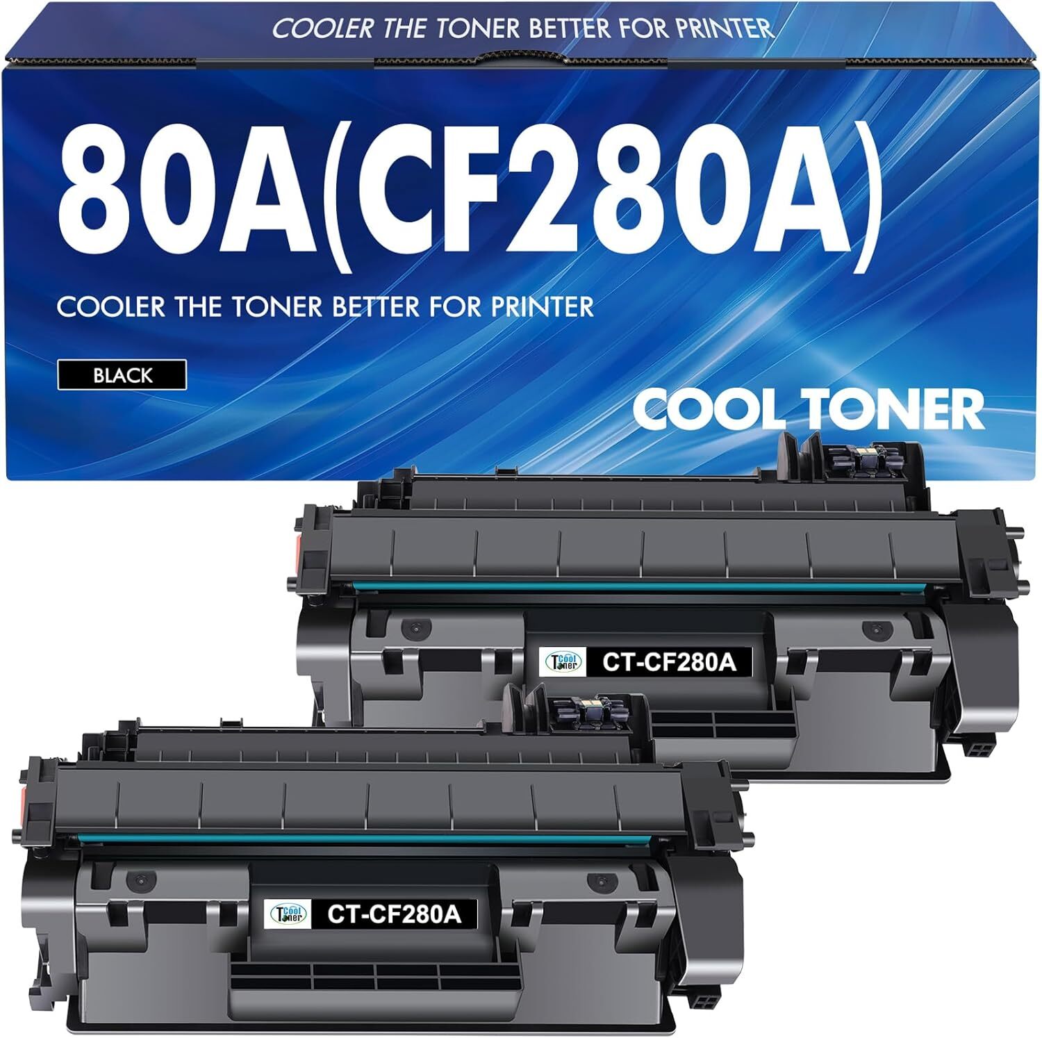Cool Toner 80A CF280A Toner Cartridge 2 Pack Compatible Replacement for HP 80A