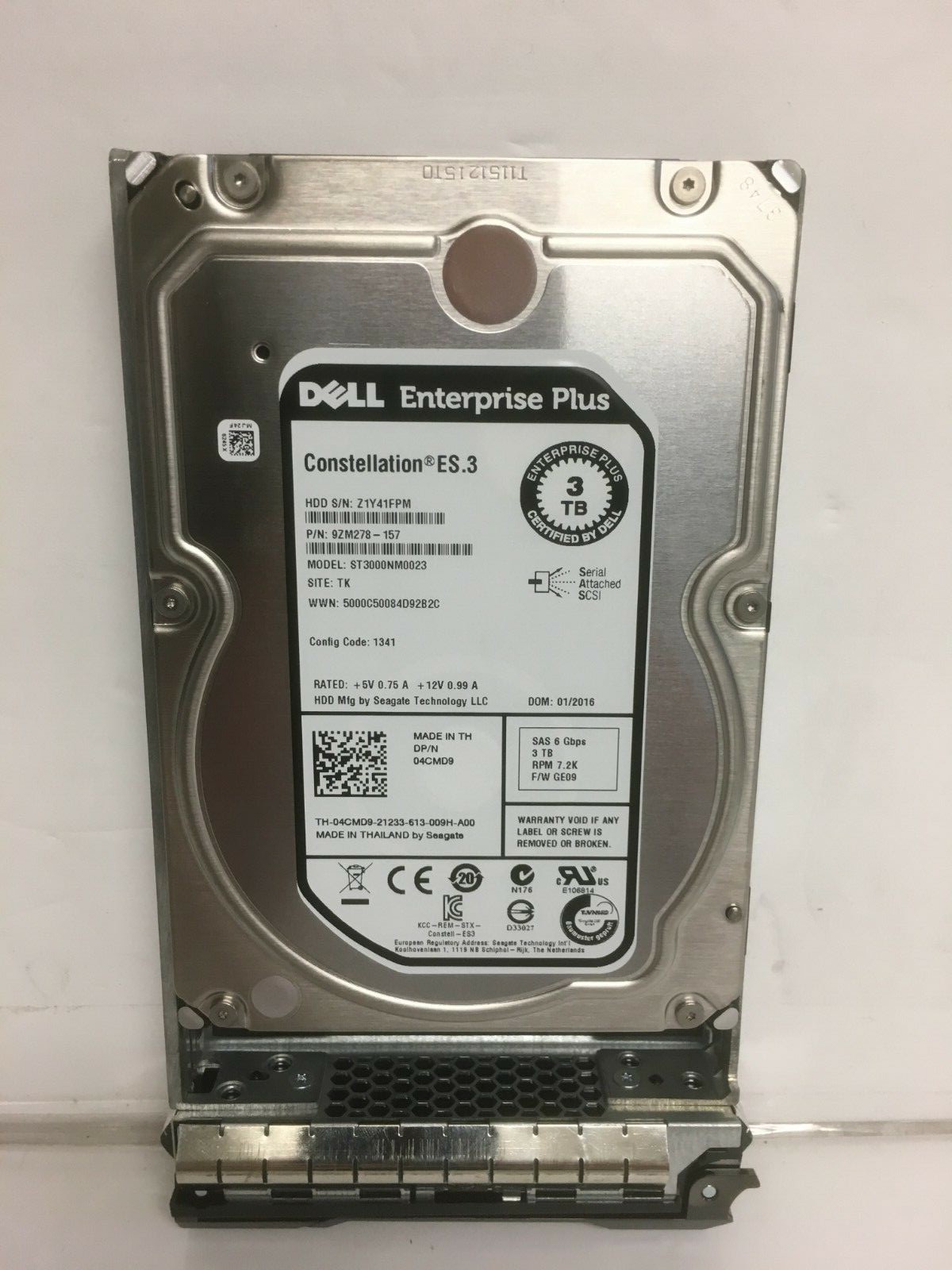 4CMD9 Dell 04CMD9 3TB 6G 7.2K SAS 3.5" Enterprise Plus Hard Drive ST3000NM0023