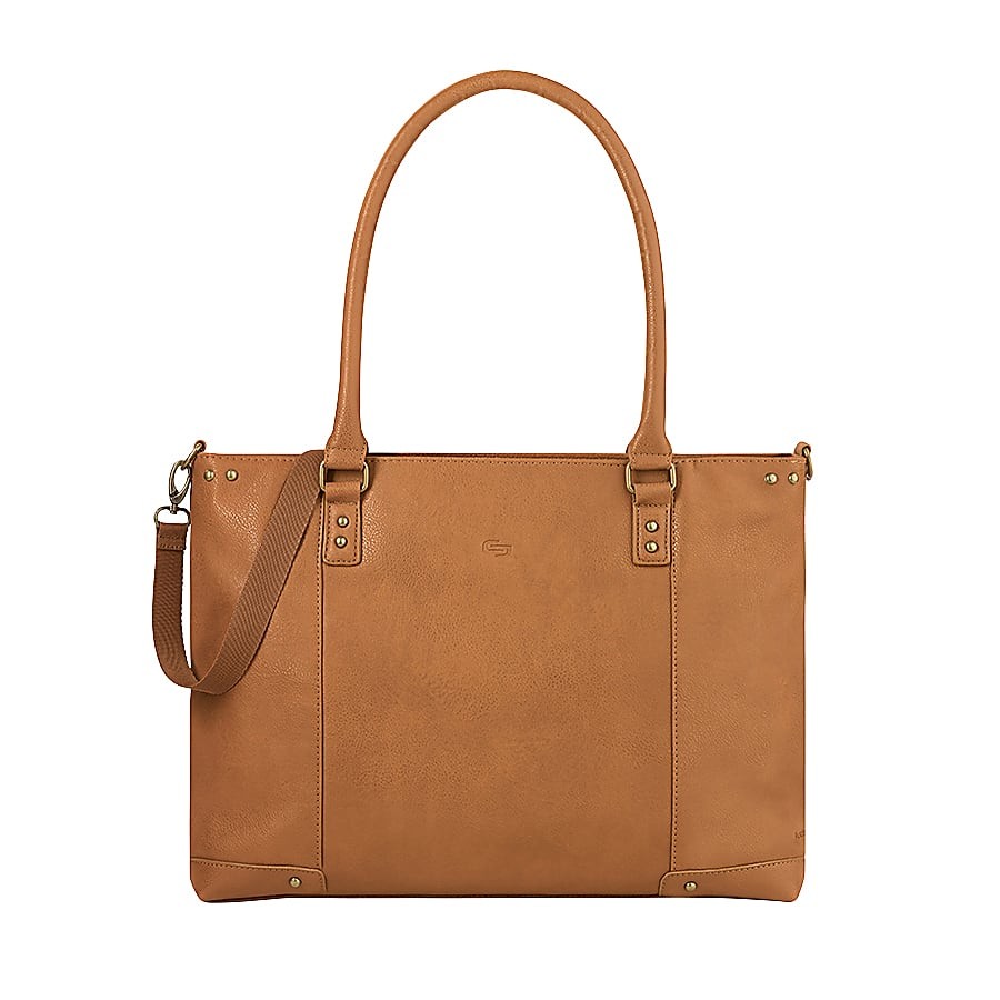 Solo Greenwich 15.6" Ladies Laptop Tote - Tan/Burgundy (/RT6-23428-VTA811-1-NIB)