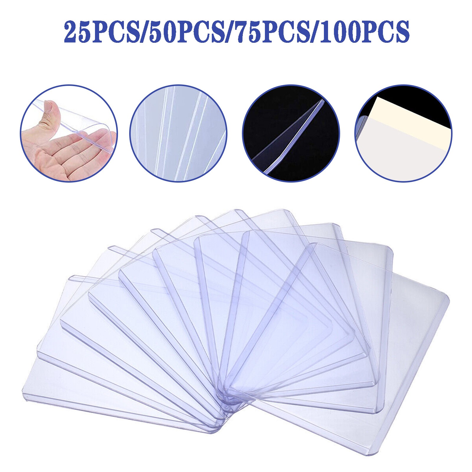 25-200Pcs Card Protector Sheet 3x4" Sport Trading Holders Card Holder Sleeves