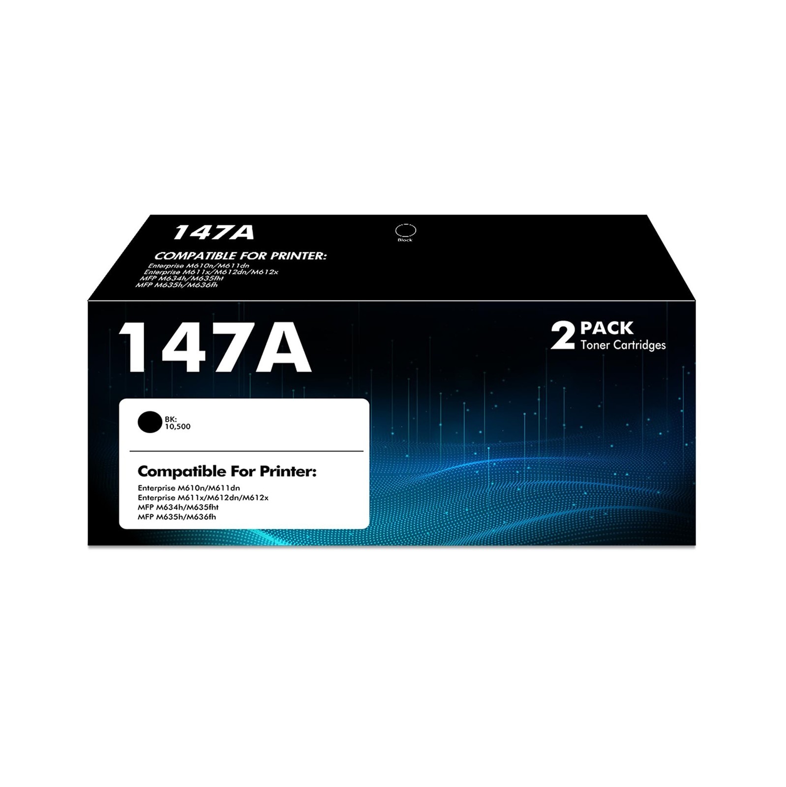 147A Black Toner Cartridge 2-Pack Compatible for HP 147A 147X 147Y W1470A W14...