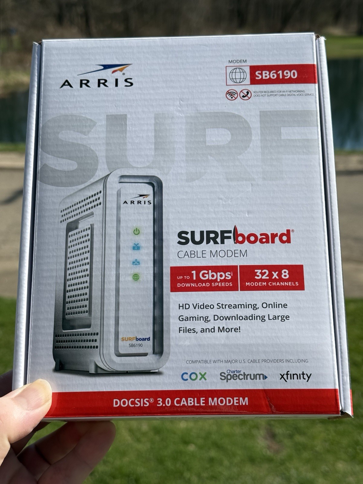 ARRIS SURFboard SB6190 DOCSIS 3.0 32 x 8 Gigabit Cable Modem White Open Box