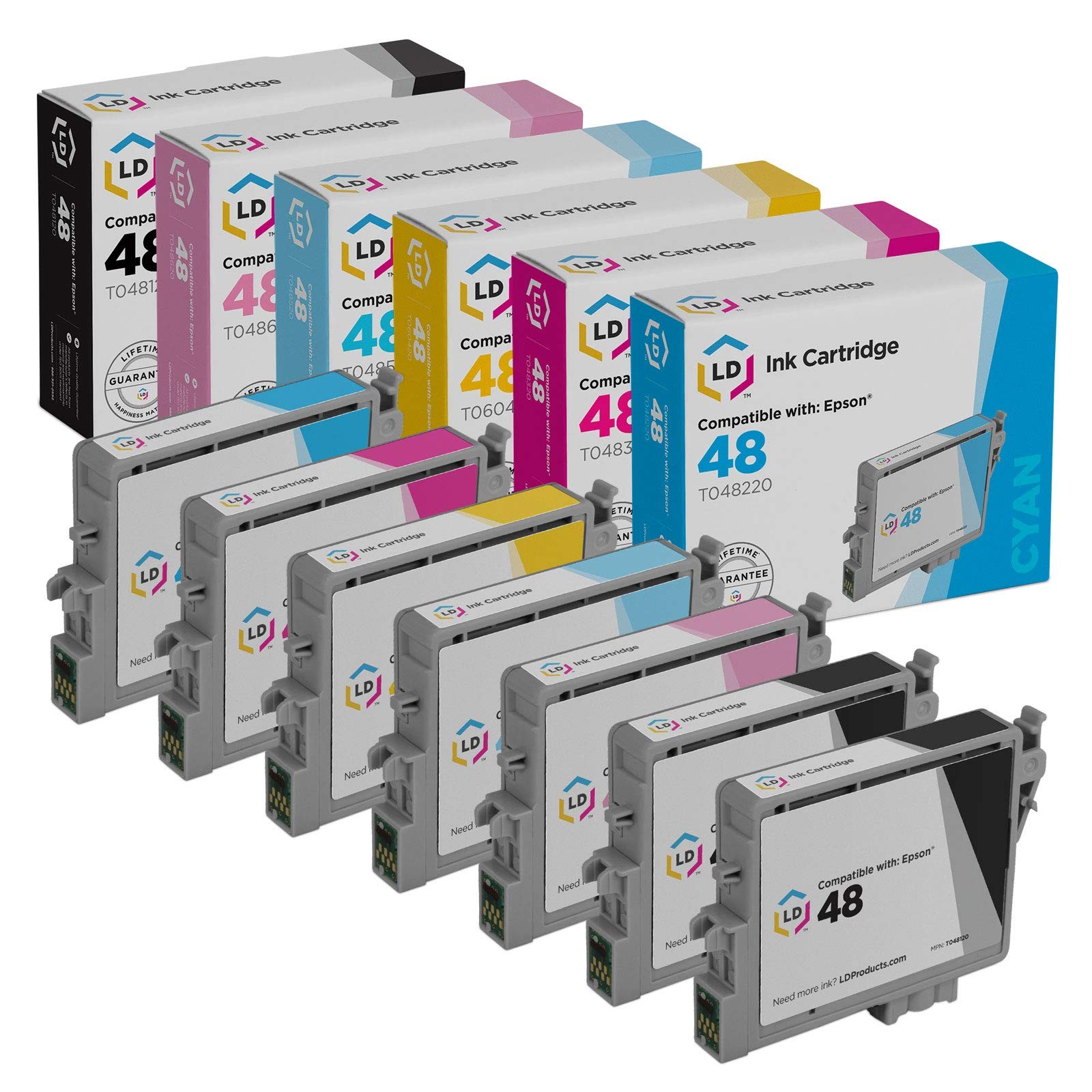 LD Replacement T048 Toner Set of 7 Ink for Epson T048 R300 RX500 RX600 R300M
