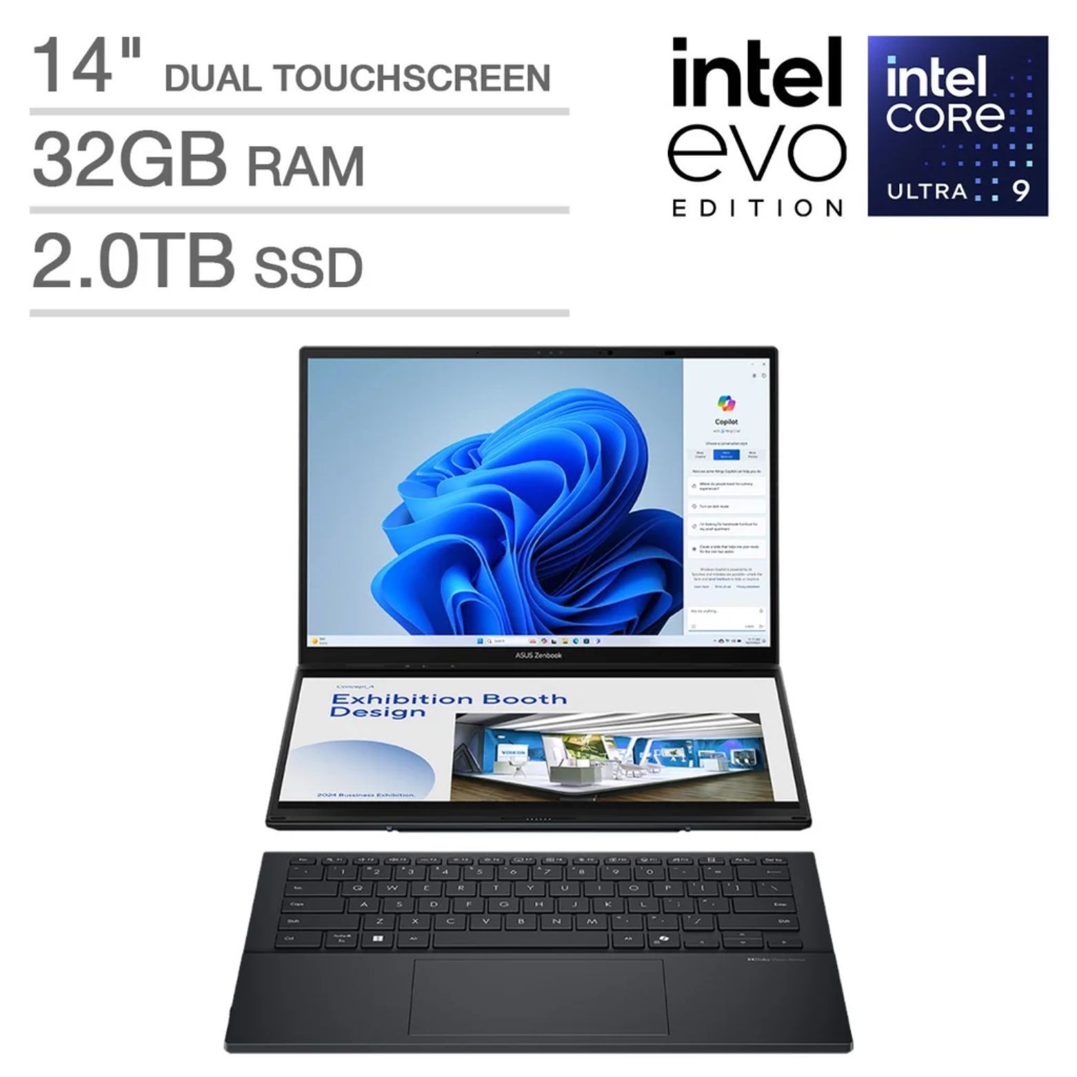 ASUS Zenbook DUO 14" OLED Touch Intel Core Ultra 9 285H 32GB 2TB SSD W11H Laptop