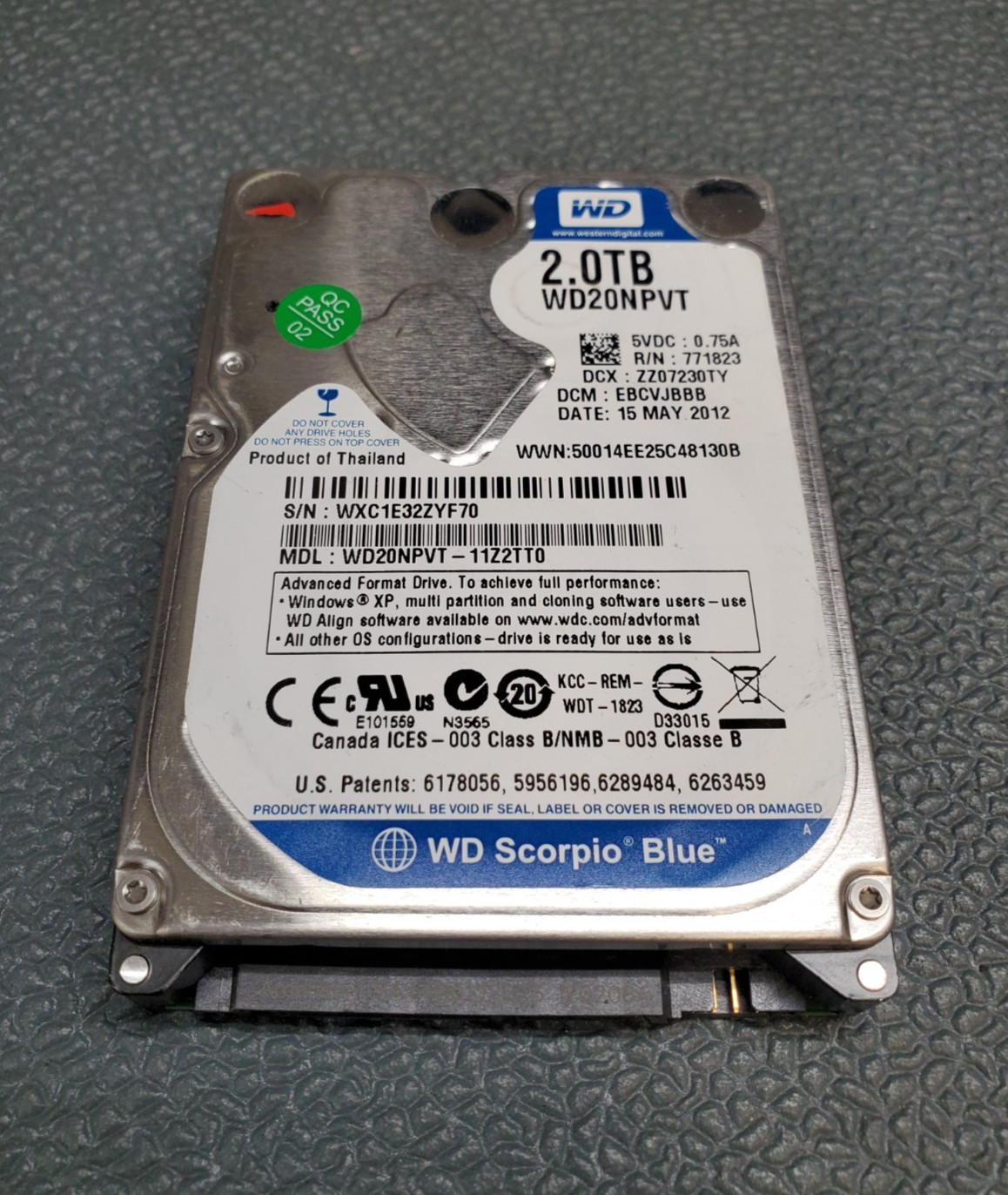 2TB Western Digital WD20NPVT-11Z2TT0 Scorpio Blue | Tested