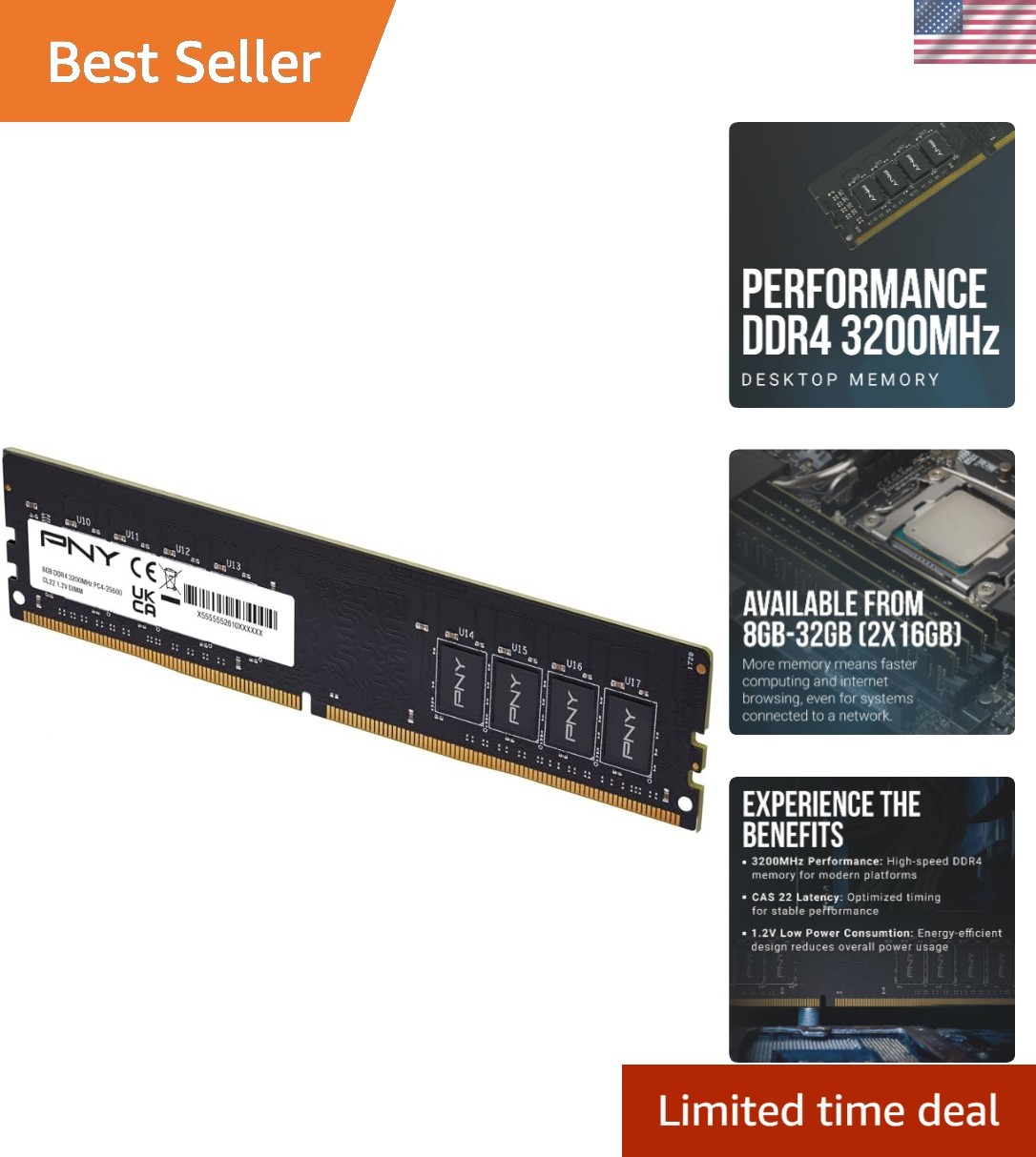 8GB 1x8GB 3200MHz CL22 Performance Desktop Memory