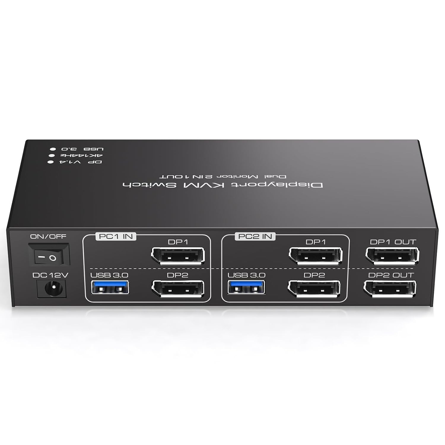 TJCXELE DisplayPort KVM Switch 2 Monitor 2 Computer 4K 144Hz USB 3.0 Dual