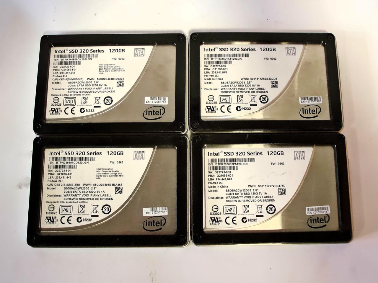 *Lot of 4* Intel SSDSA2CW120G3 120GB 320 Series 2.5" SSD SATA 6Gbps
