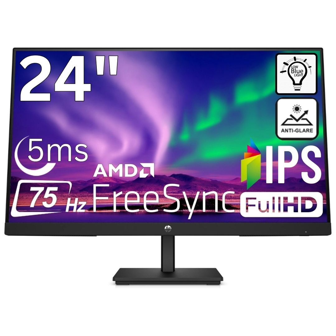 HP V24i G5 FHD 23.8-inch Monitor AMD FreeSync Tilt Adjust Low Blue Light Mode