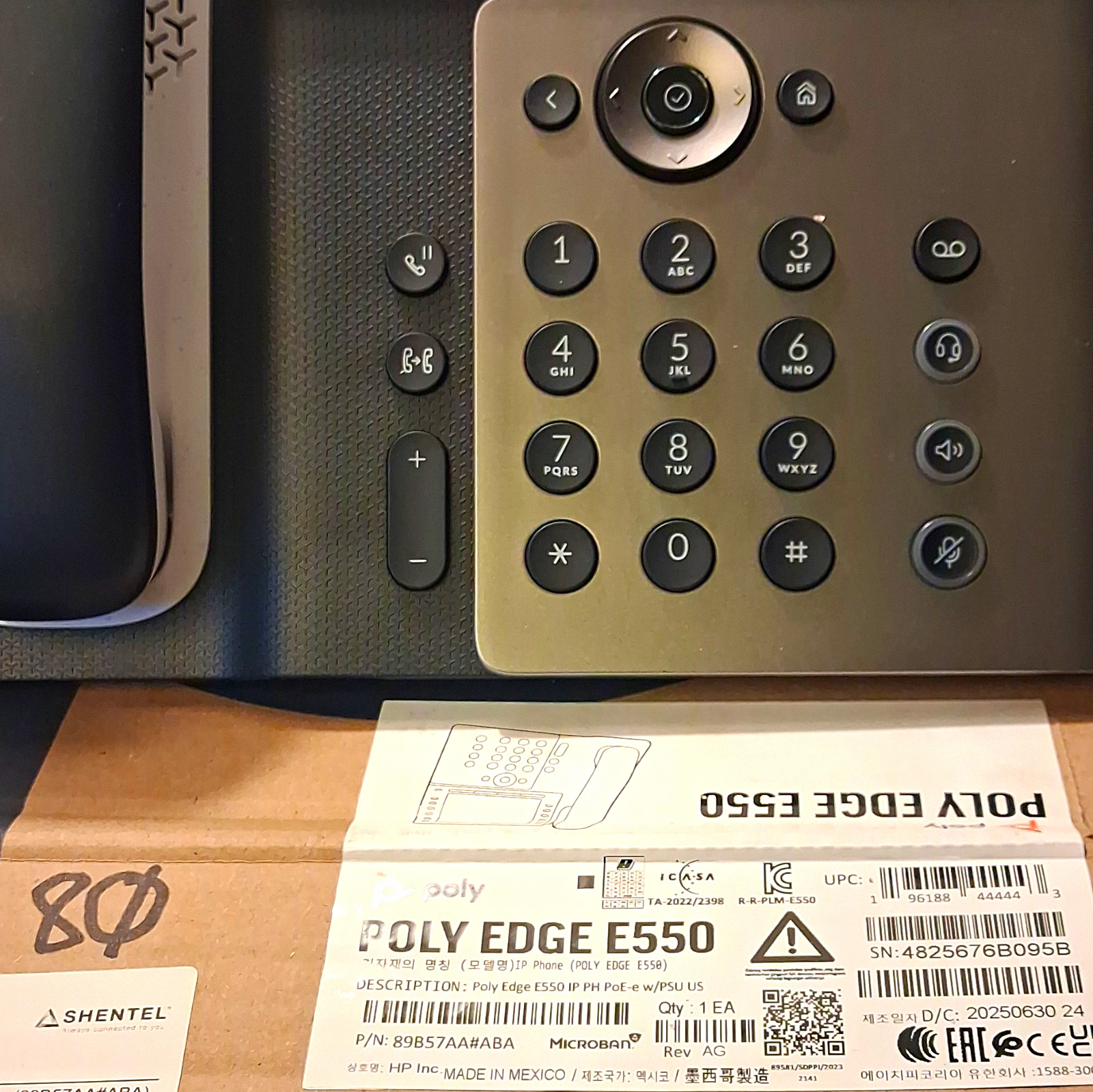 Poly Edge E550 Corded IP Desk Phone PoE 12-Line Speakerphone Black