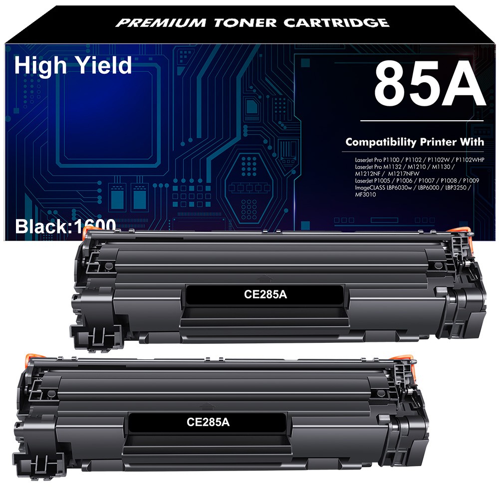 2 Pack CE285A Black Toner for Hp 85A Laserjet Pro P1100 P1102 P1102W M1132 M1212