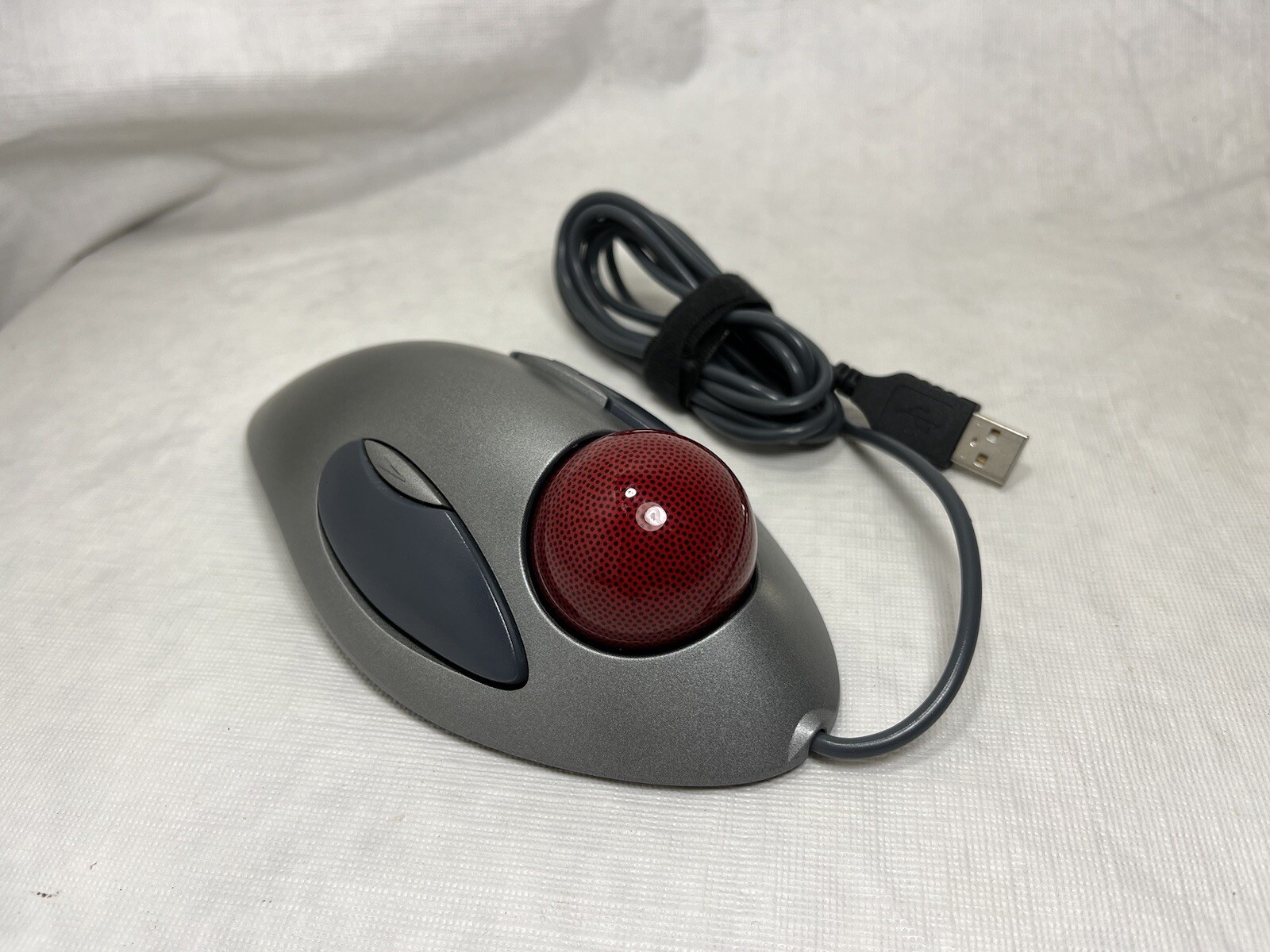 Logitech T-BC21 PC Mouse Ambidextrous Trackman Trackball Red Marble Ergonomic