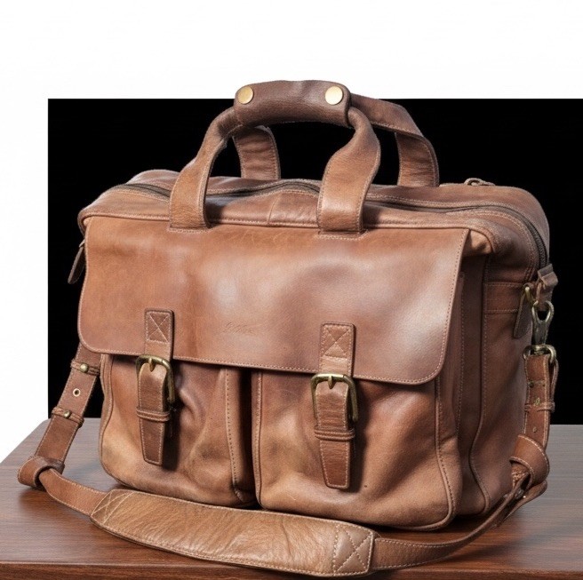 LL Bean Maine Leather & Brass Briefcase Crossbody Laptop Business Y2K ~15x11x7