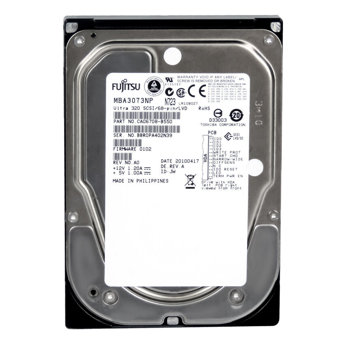 for Fujitsu Server Hard Disk FUJITSU MBA3073NP 73GB 68-pin SCSI 15K U320