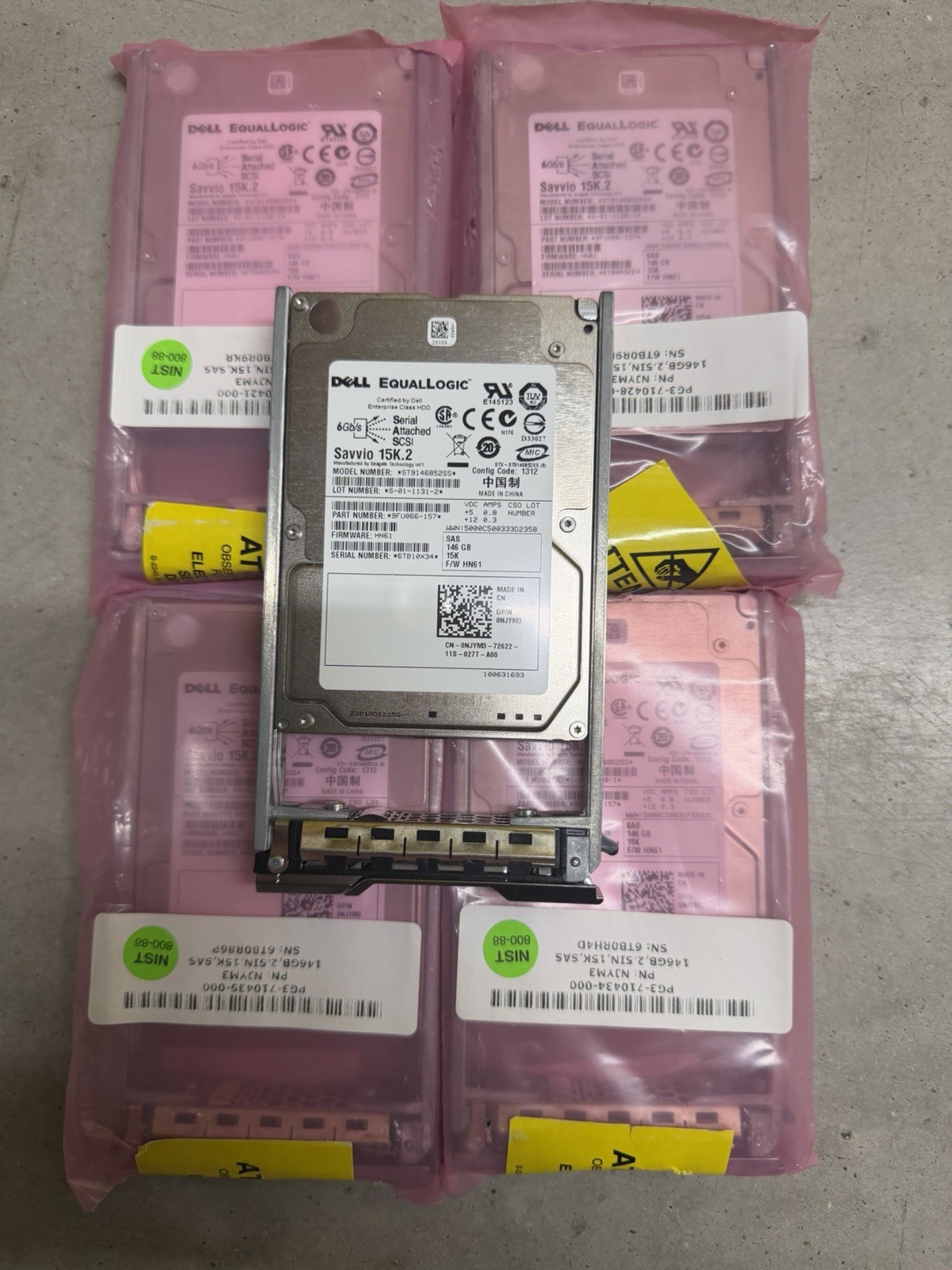 Lot of 5 Dell EqualLogic Seagate Savvio 15K.2 146GB 15K 6Gb/s SAS 2.5” HDD NEW