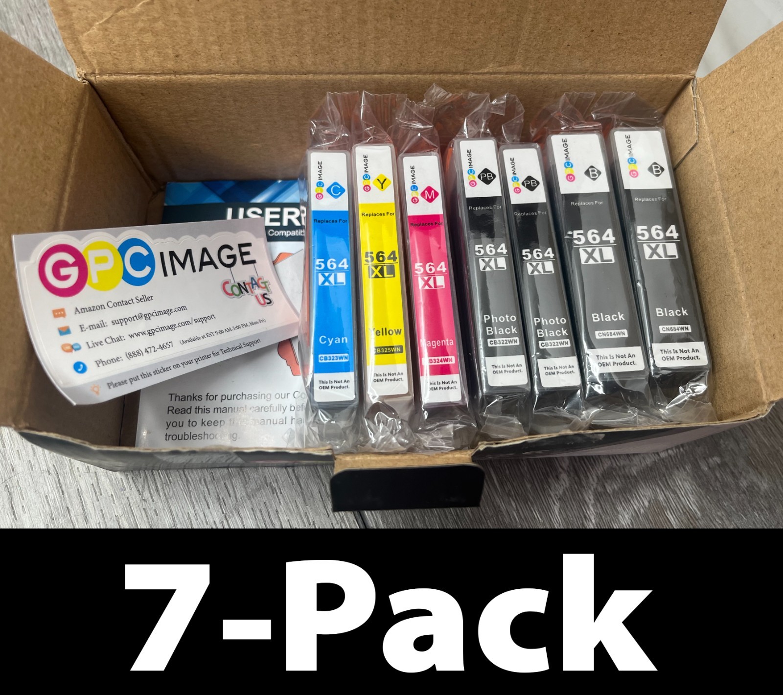 7-Pack GPC Image 564XL Ink For Select HP Photosmart Officejet Deskjet Exp 1/21