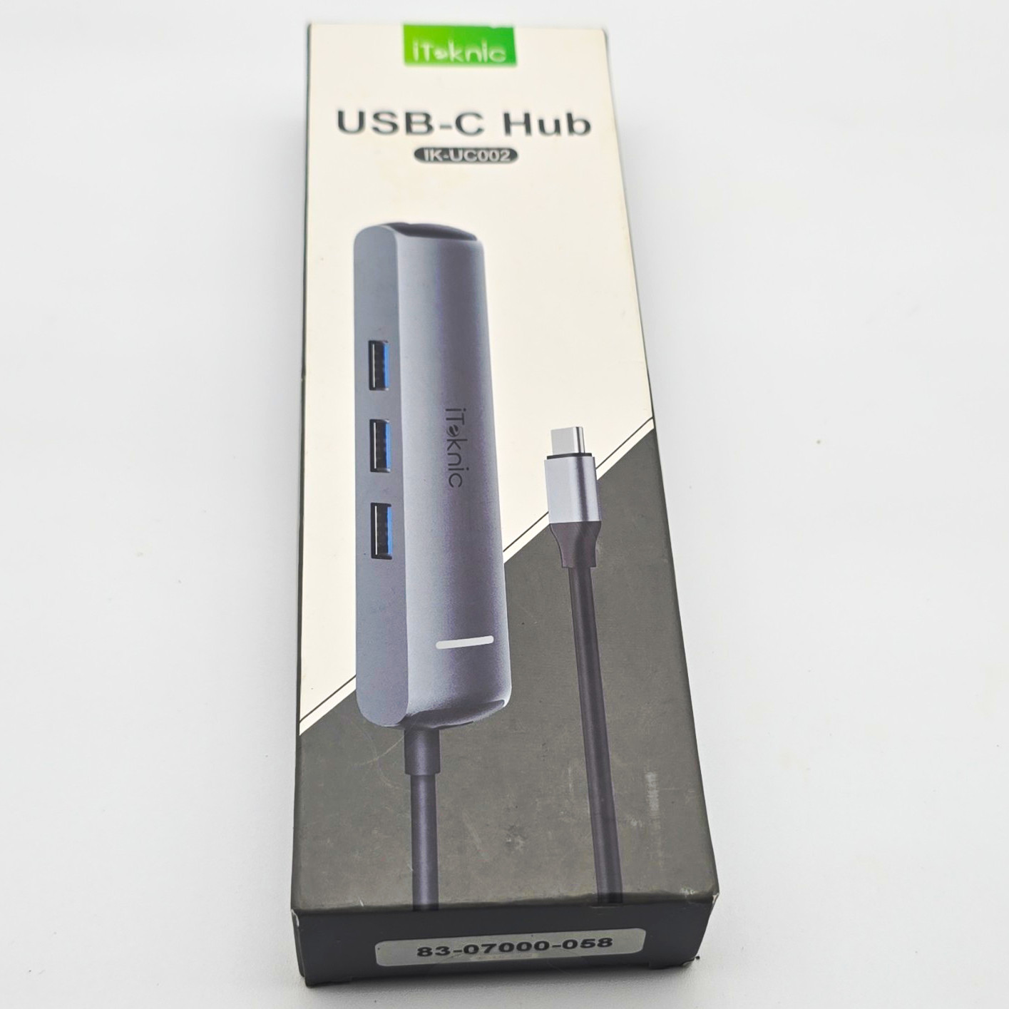 iTeknic IK-UC002 USB-C Hub, Portable 3-Port USB Adapter, Gray, 4.92 in