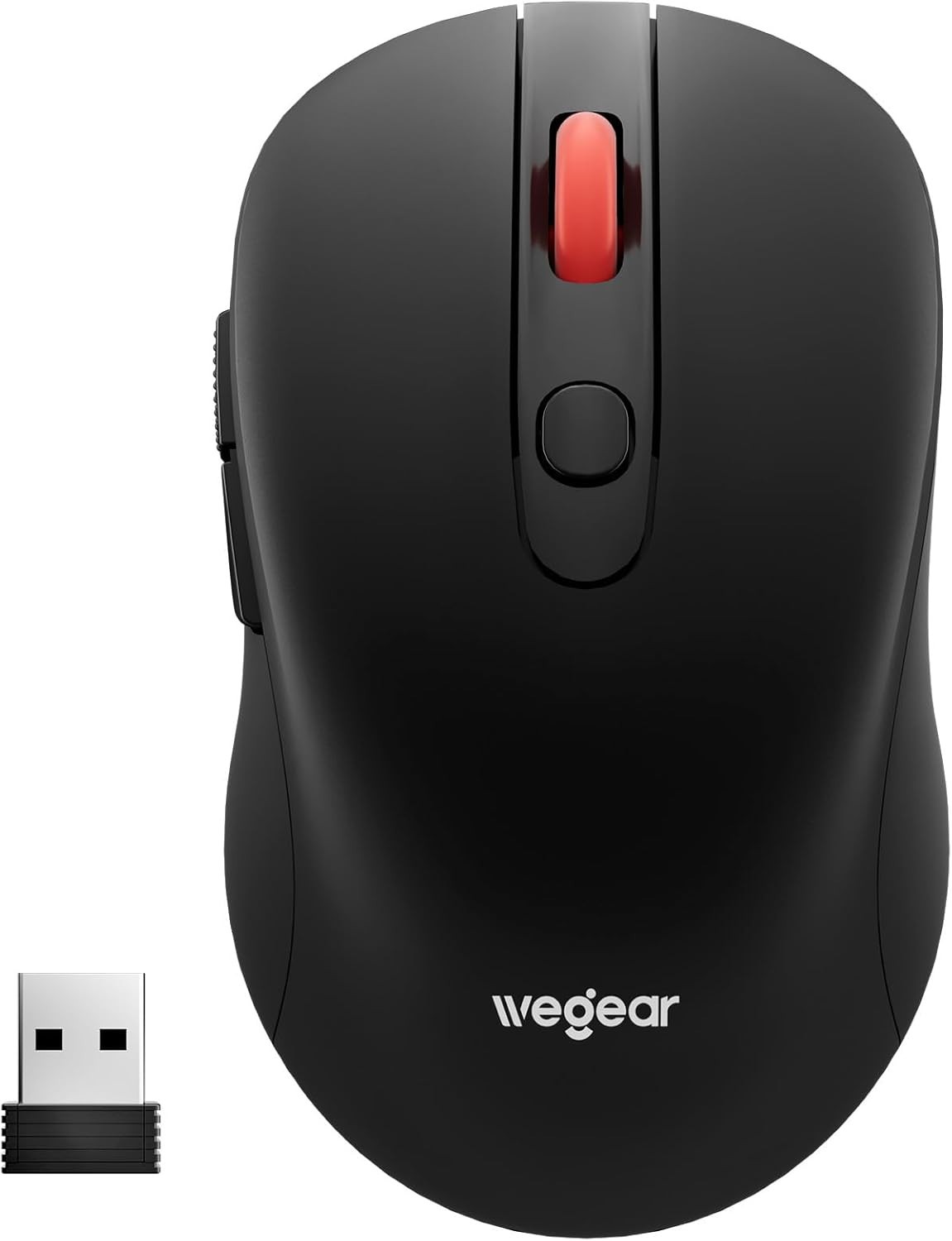 USB Wireless Mouse for Laptop PC Mac, 2.4GHz Cordless Mouse with 6 Buttons Black