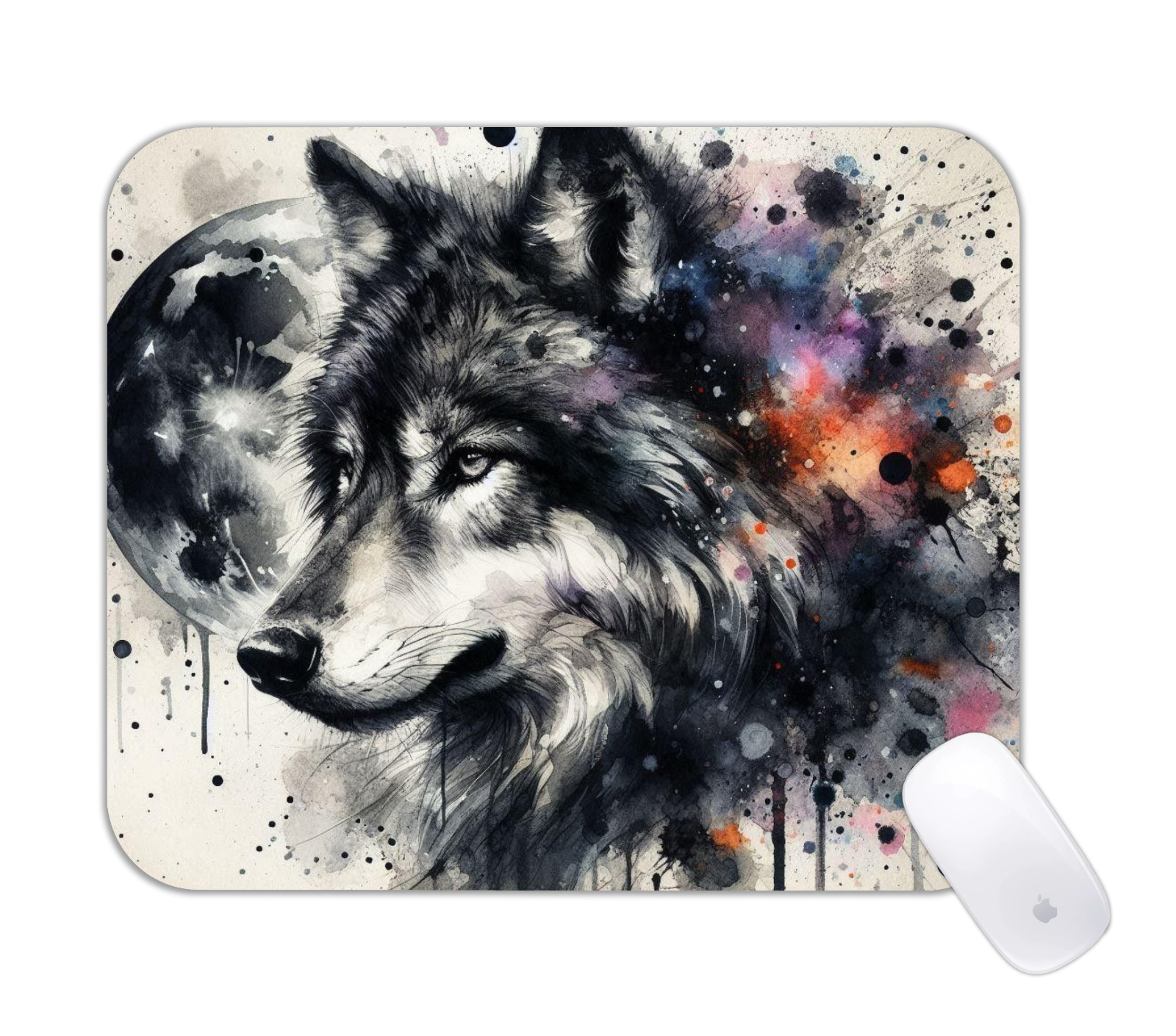 Wolf Watercolor Nature Desk Mat Artistic Non-Slip Gaming Mouse Pad