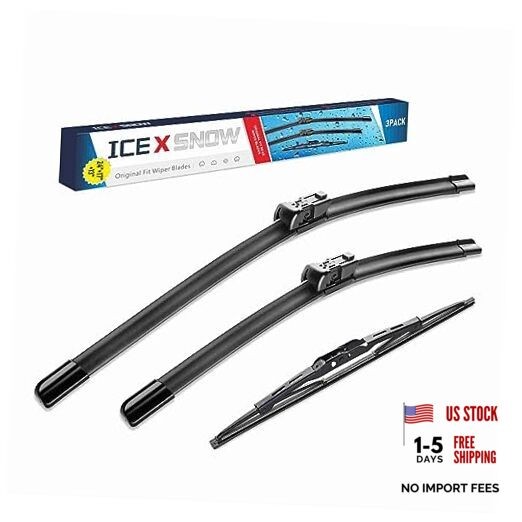 3 Wipers 24"/17"/13" Front Windshield Wiper Blades with Rear Wiper Replacement