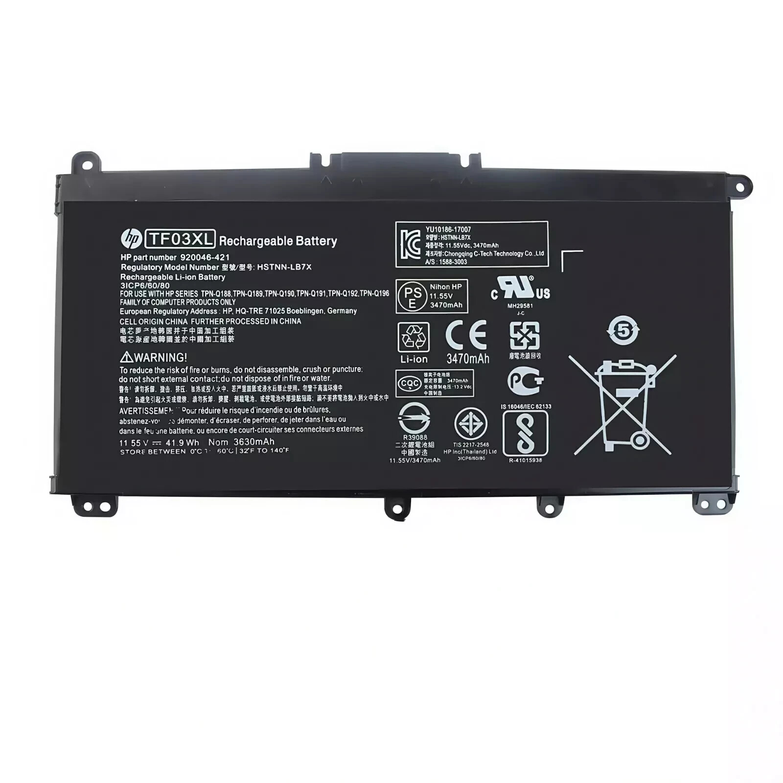 Genuine 41.9Wh TF03XL Battery for HP Pavilion X360 15-cc 15-cd 15-ck TPN-Q190 US