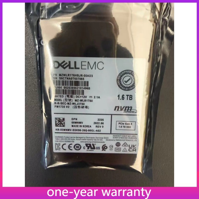 1PCS MZ WLR1T60 0MNMV Dell 1.6TB PCIe Gen4 NVMe Mixed Use 2.5in SSD MZ-WLR1T60