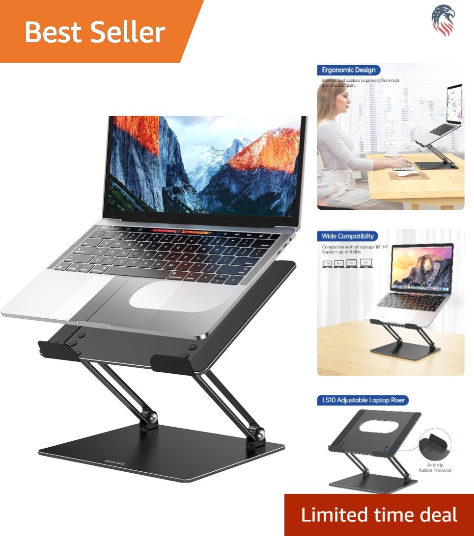 Adjustable Aluminum Laptop Stand 10-14 Inch Notebook Mount Ergonomic Foldable...