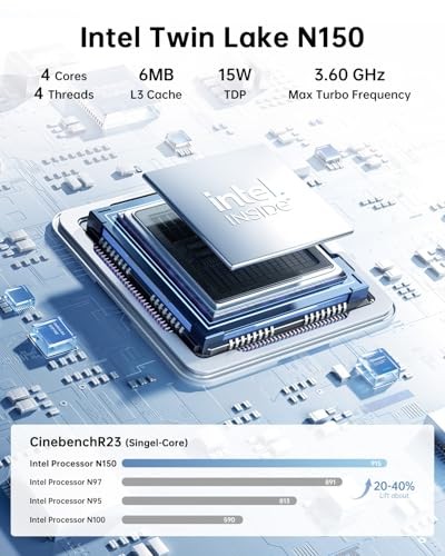 KAMRUI ESSENX E2 N150 MINI PC, 8GB DDR4 256GB SSD MINI COMPUTERS - SILVER