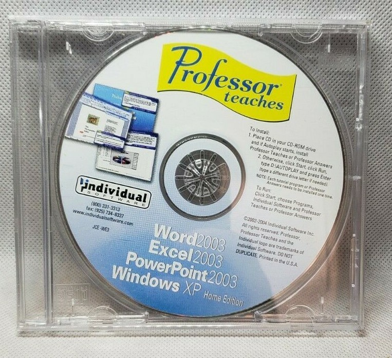 Professor Teaches Word 2003 Excel 2003 Powerpoint 2003 CD Windows XP Edition
