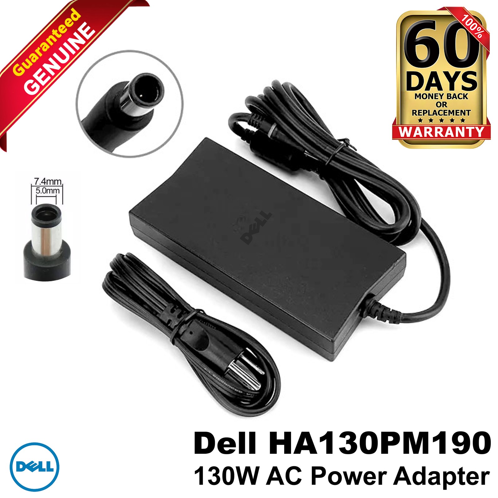 Dell Latitude 5401 5501 130W AC Adapter 19.5V 7.4mmx5.0mm Tip HA130PM190 CY0JM