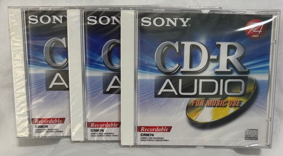 Sony CD-R Audio CRМ74 74 Min Recordable Music CD Lot of 3 Sealed