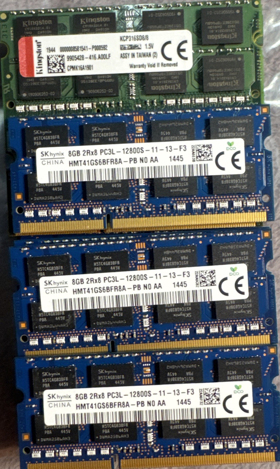 Lot of 71 Mixed 8GB SK Hynix HMT41GS6BFR8A-PB N0 AA PC3L-12800S SODIMM Memory
