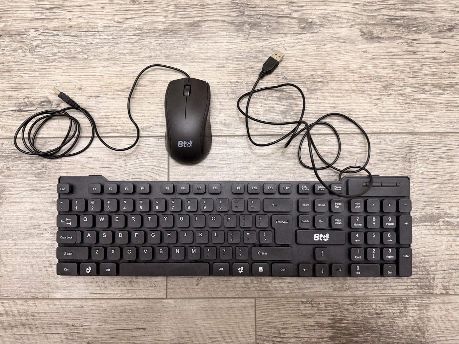Bto Wired USB Keyboard and Mouse Bundle Black QWERTY Layout