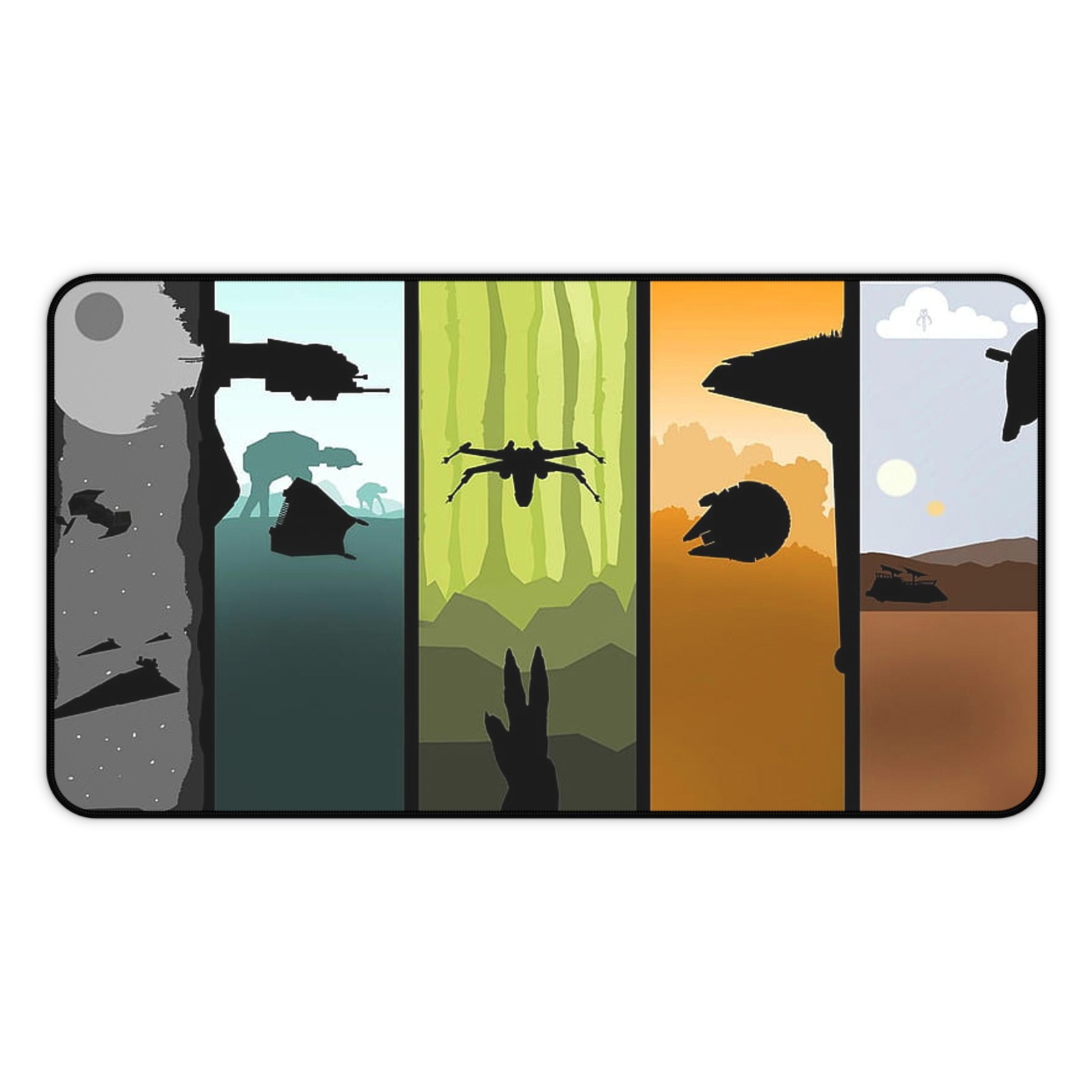 Star Wars - Minimalist Worlds and Ships - Gaming Desk Mat Mouse Pad Playmat