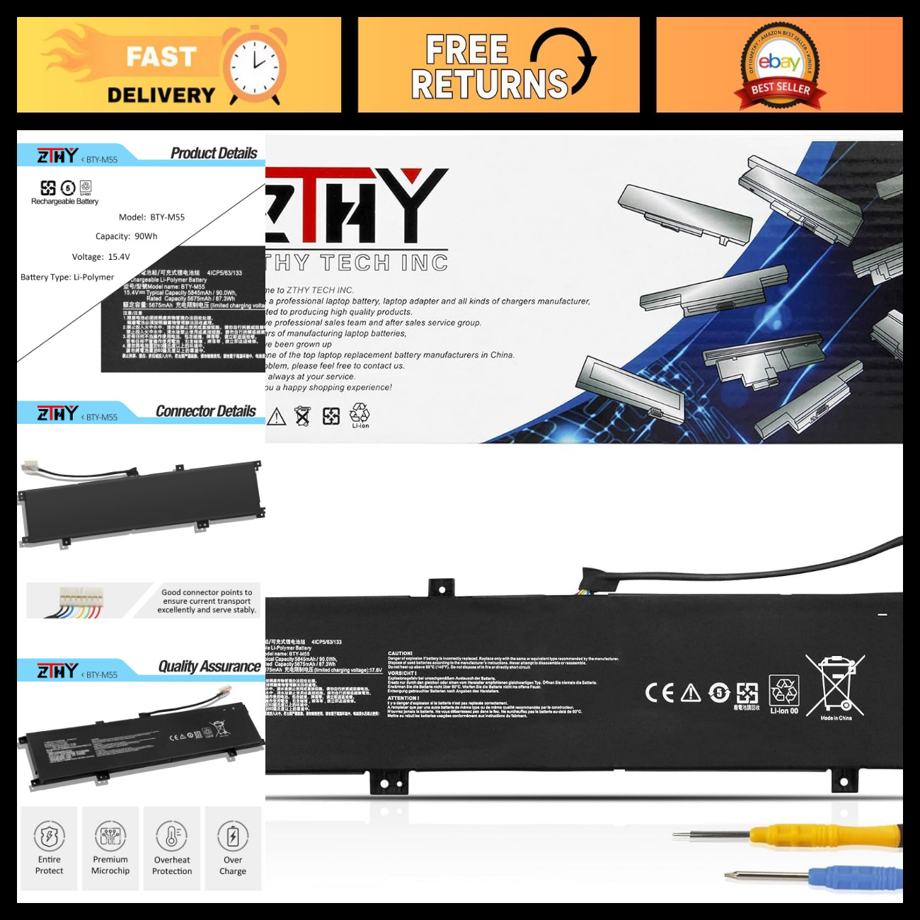 High-Capacity Laptop Battery for MSI Pulse GL66 GL76 12UGK 12UGKV - Reliable Pow