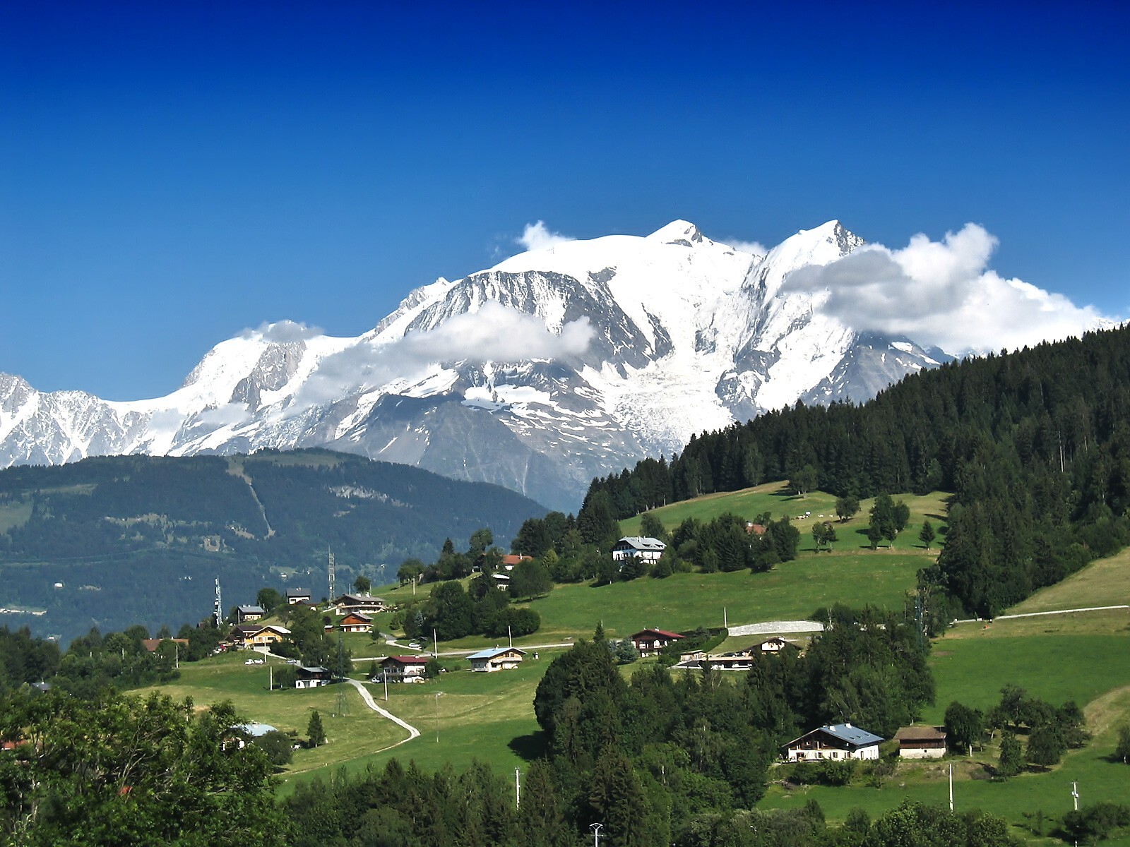 Landscape mountains snowy mountain alps village peak Custom Gaming Mat Desk