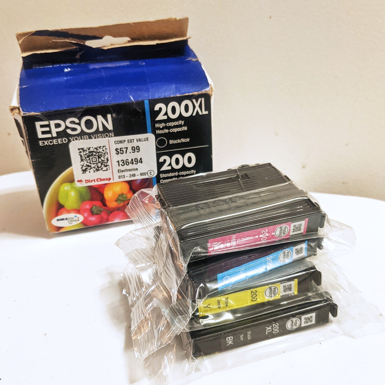 Epson 200xl & 200 Black & Color T200XL-BCS High Capacity 4 Pack Exp. 11/2021 NEW