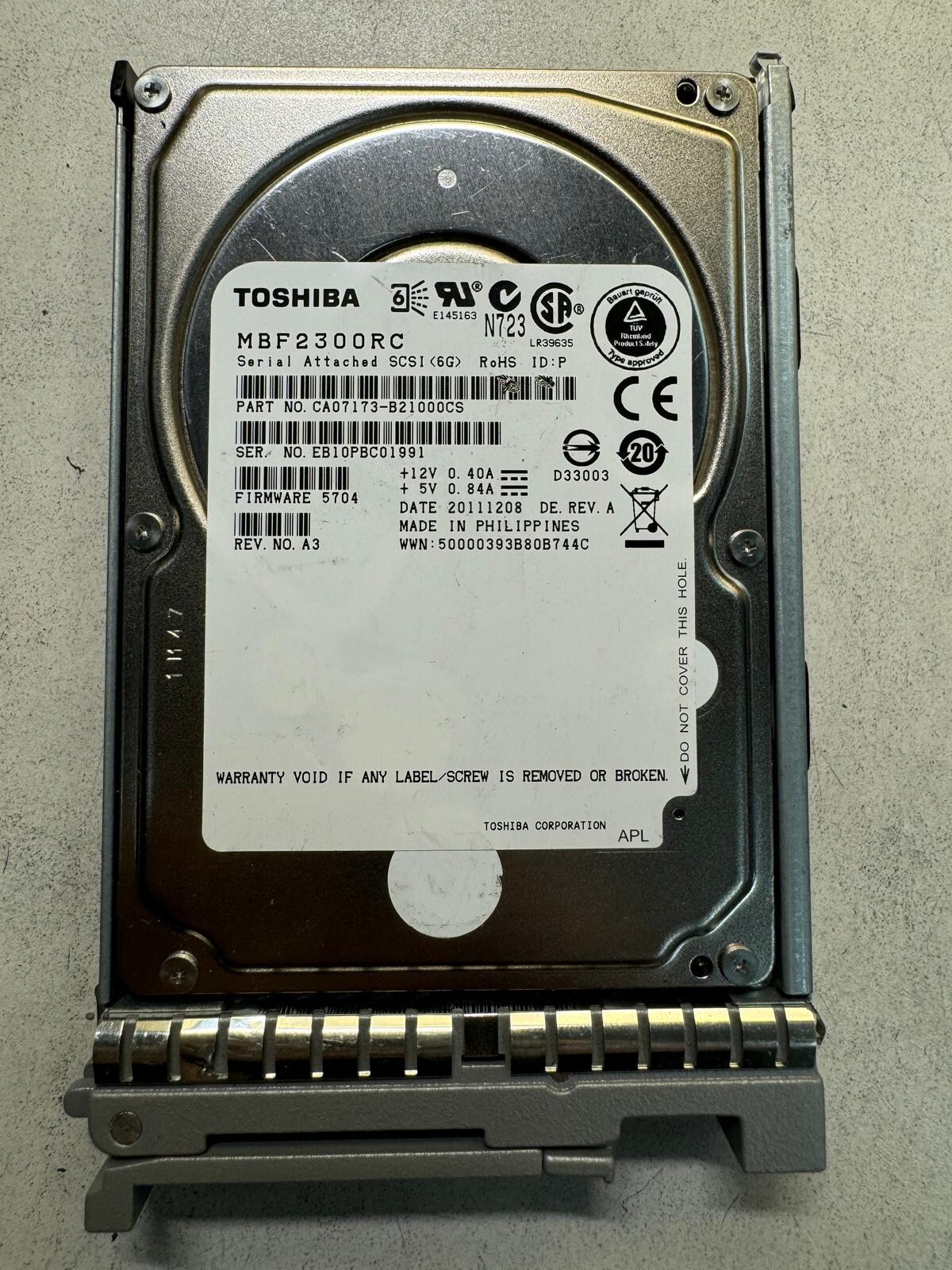 A03-D300GA2 MBF2300RC CISCO 300GB 10K RPM 6Gb/s SFF 2.5" SAS Hard Drive HDD