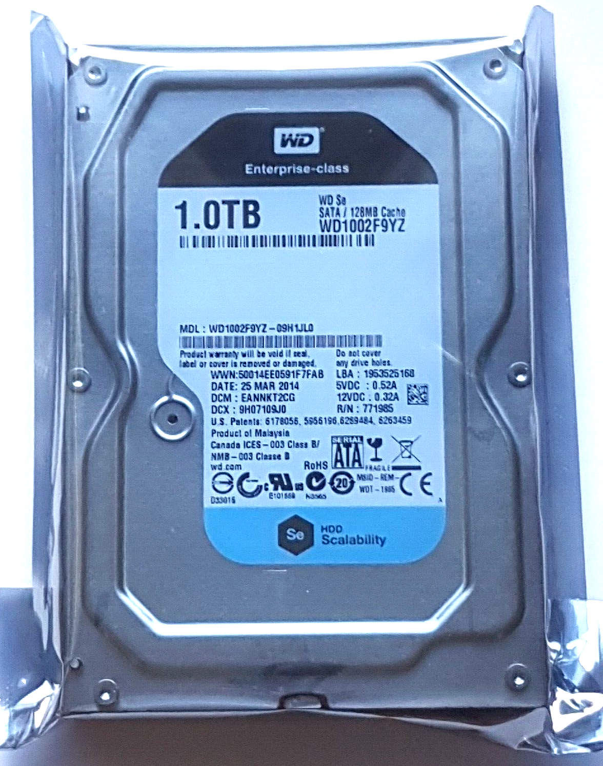 1TB SATA Western Digital WD1002F9YZ-09H1JL0 7200rpm 128MB 3.5" Hard Drive New