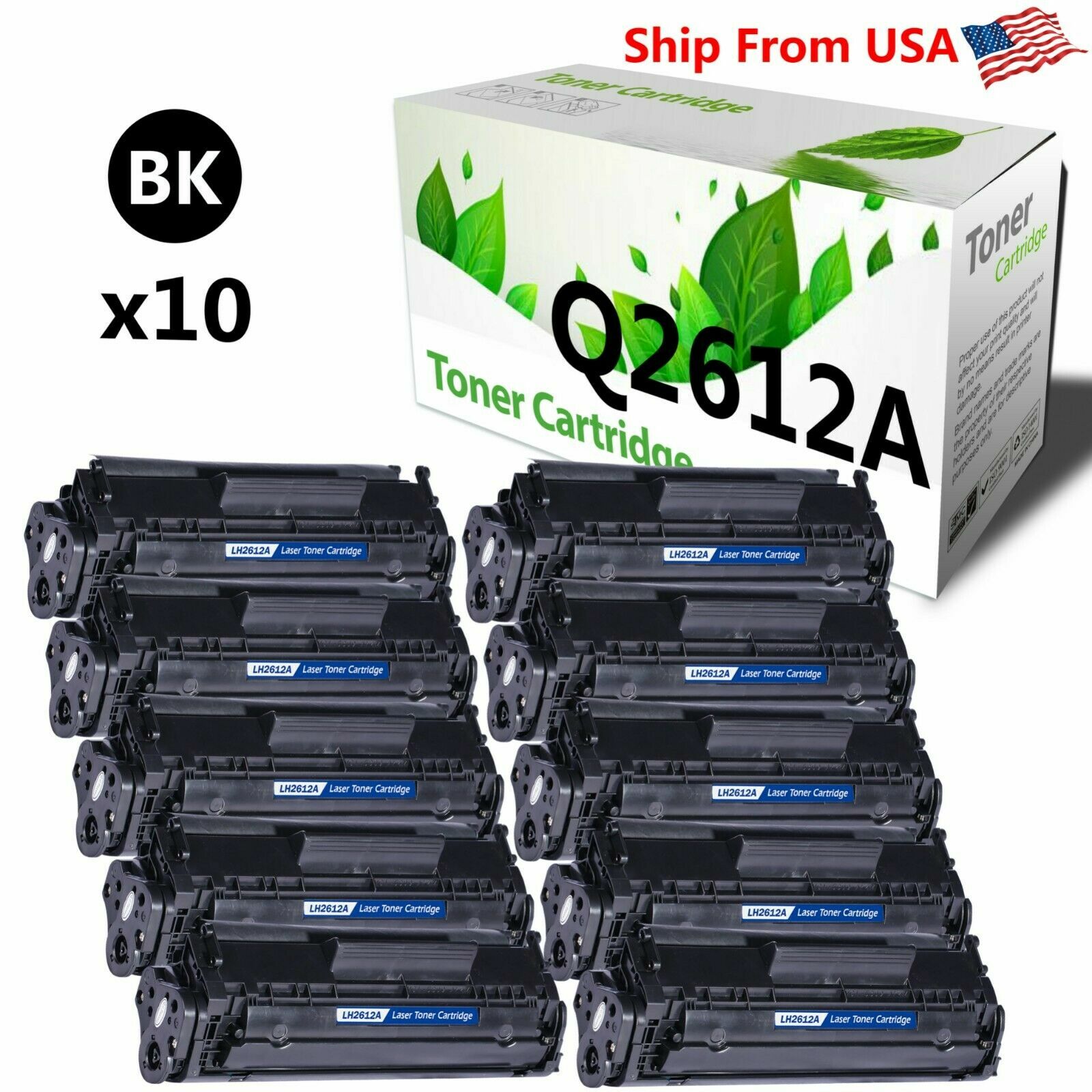 10-PK Q2612A 2612A Toner Cartridge for 1020 1022N 1022NW 3052MFP