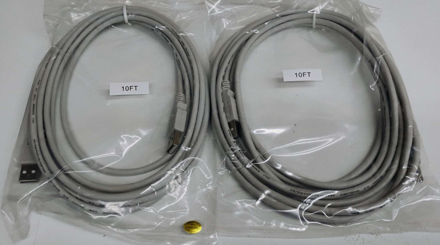 NEW PAIR of USB A Male To USB A Male 10ft Long 2.0 Cable / Cord. USA Seller.