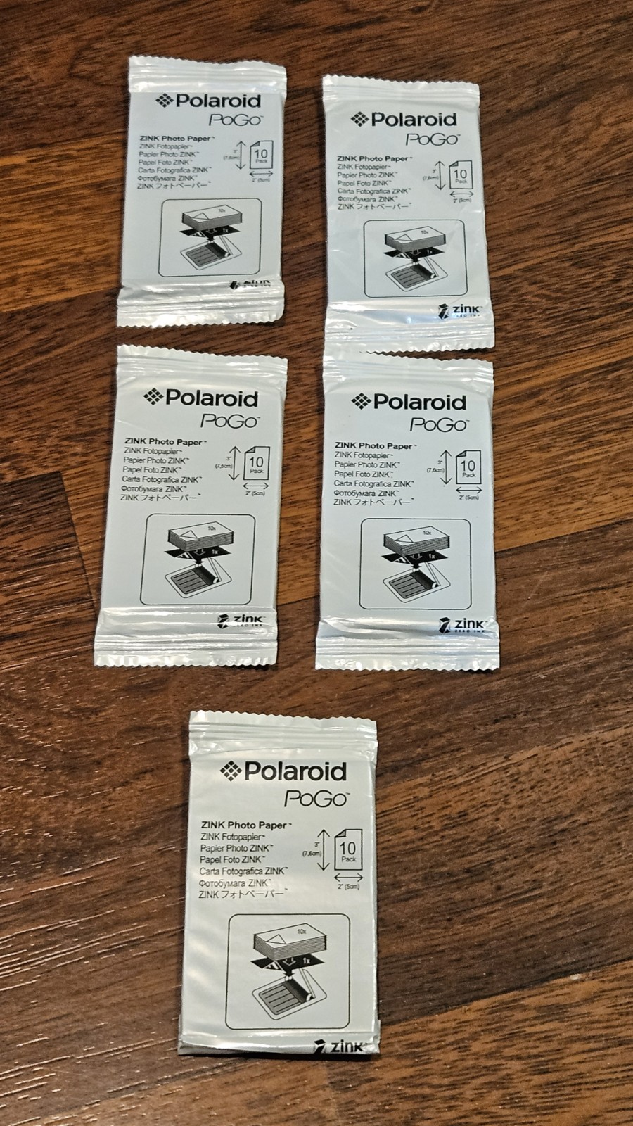 (5x) Polaroid Pogo Zink Photo Paper 2X3 Inch Pack of 10 Sheets (Open Box)