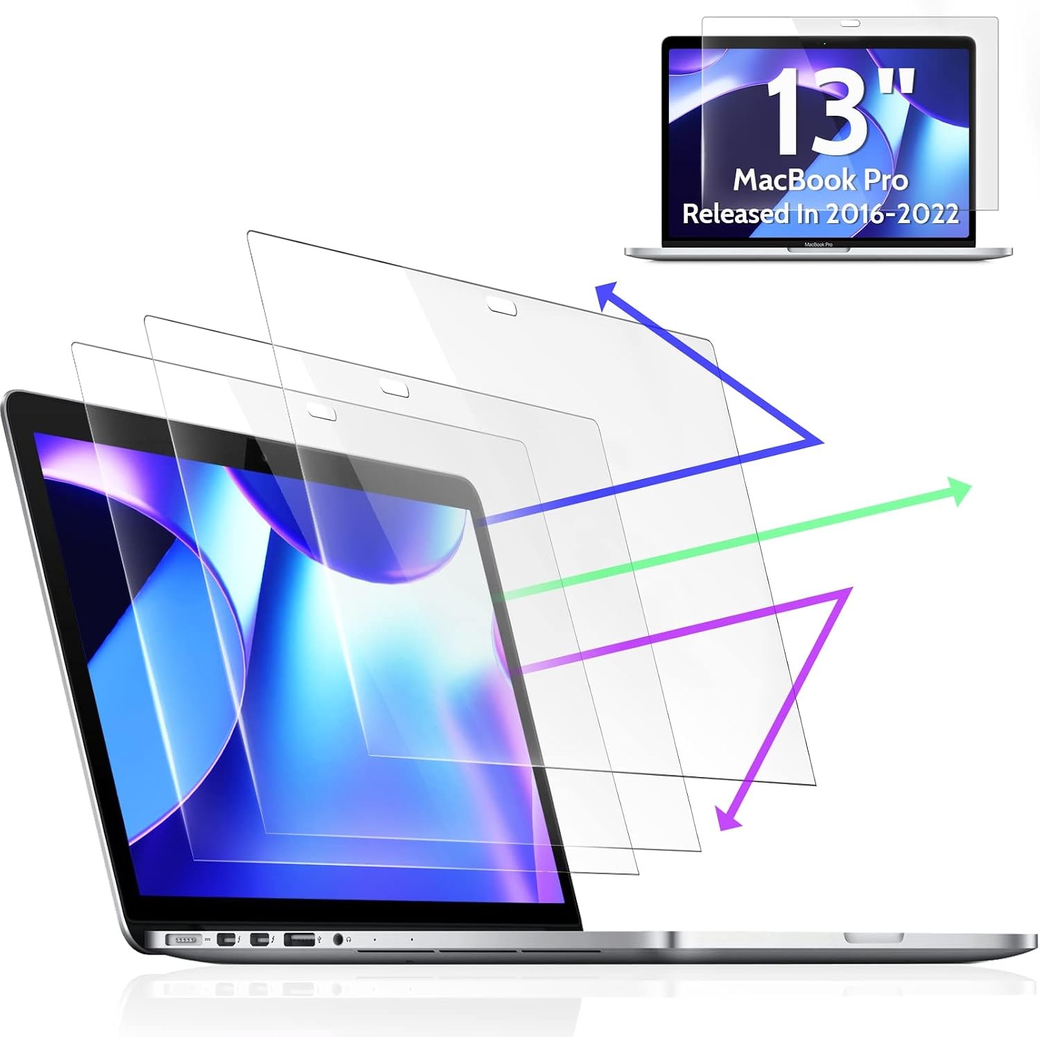 3-Pack Anti Blue Light Screen Protector for MacBook Pro 13 Inch Display