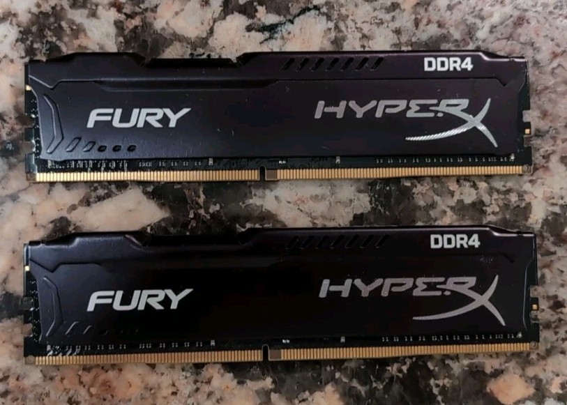 Used Memory Tested Kingston FURY HYPERX Working DDR4 32GB (2x16) Kit 2666MHz.